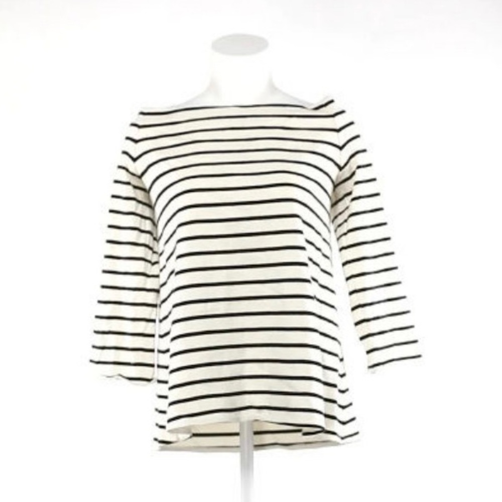 Maternity Striped 3/4 Sleeve Boat Neck Drop Shoulder Top